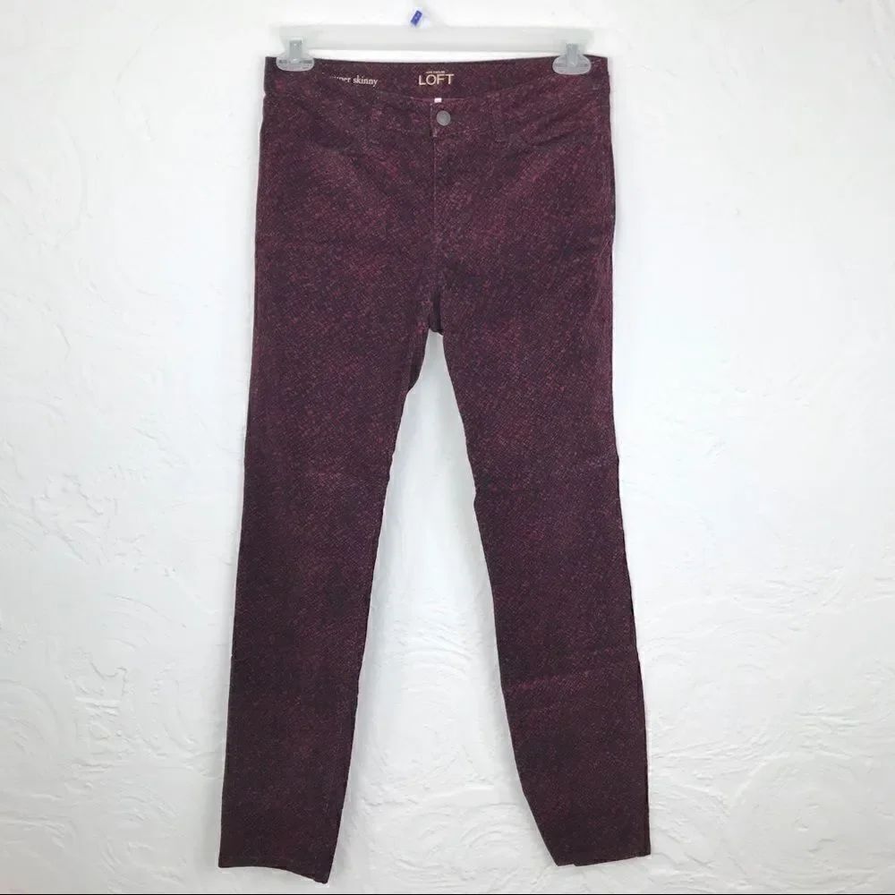 Loft Ann Taylor Maroon/Black Corduroy Skinny Pants